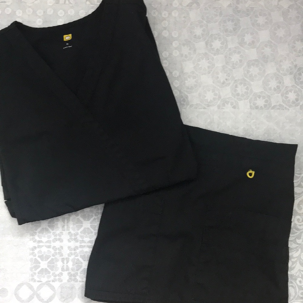 Two Small Black WonderWink Scrub Tops